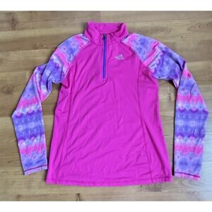 Womens North Face Hot Pink With Purple And Pink Sleeves Quarter Zip Jacket Size
